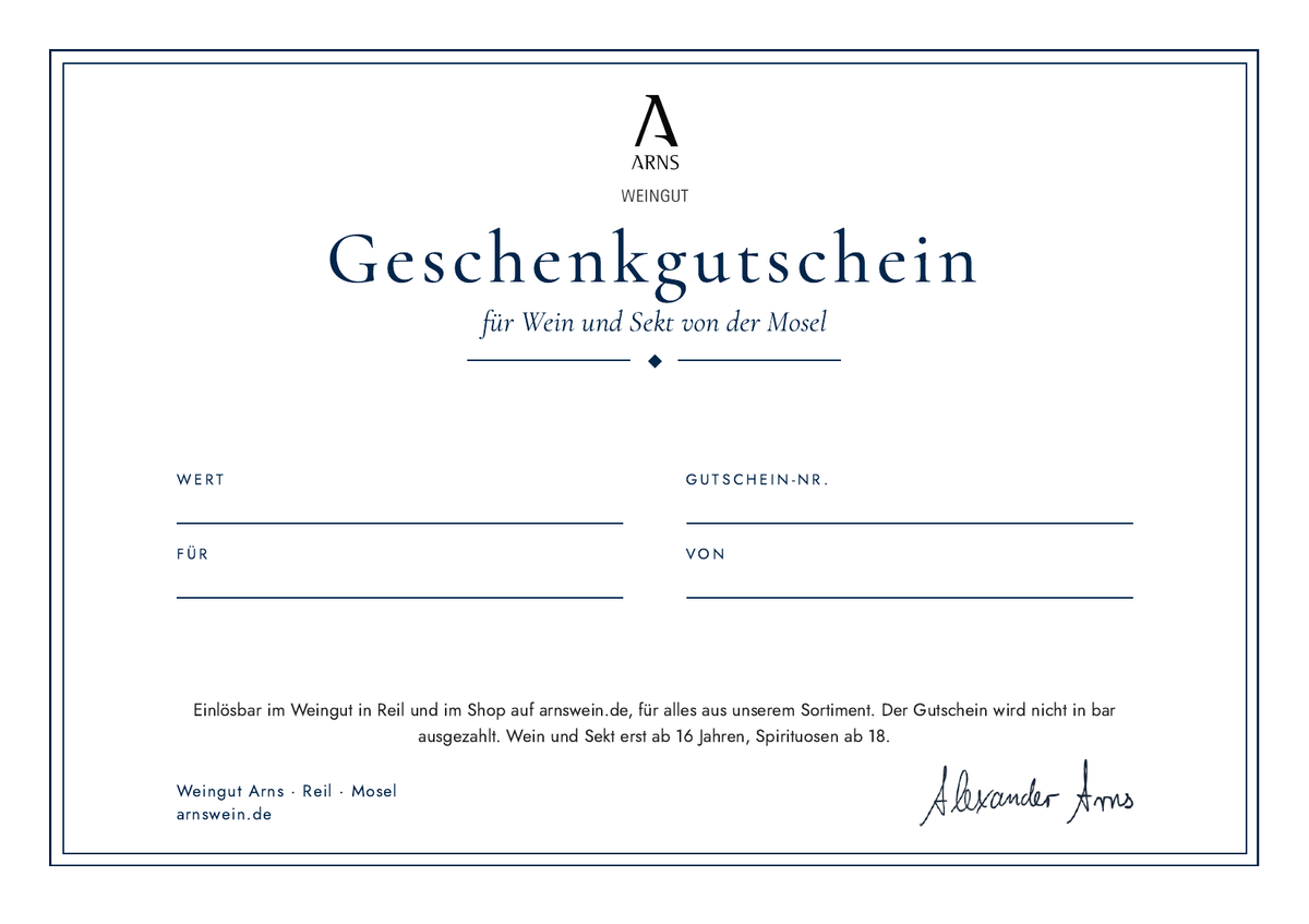 Geschenkgutschein Weingut Arns